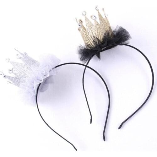 5pcs Ring Bearer Gauze Crown Hairband Prince Royal Style Kids Headbands Shinning Crystal Luxury Crown Girls Headbands Prince