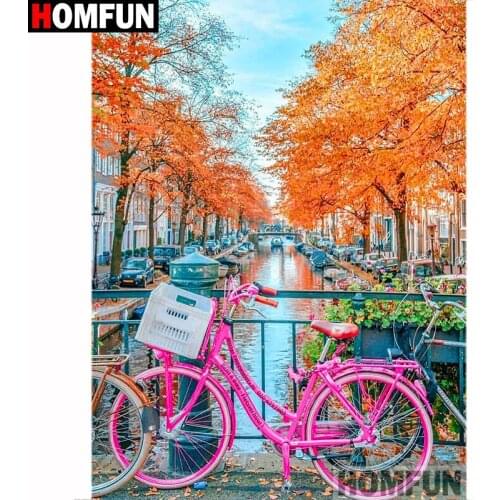 HOMFUN Full Square/Round Drill 5D DIY Diamond Painting "Bicycle scenery" 3D Diamond Embroidery Cross Stitch Home Decor A19571