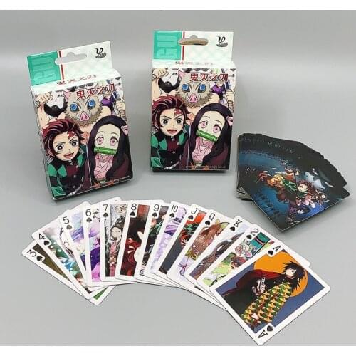 Anime Demon Slayer Kimetsu no Yaiba Agatsuma Zenitsu Fashion Paper Poker Cosplay Desk Playing Cards Board Creative Toys Gifts
