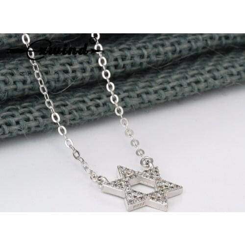 Cxwind Star of David Charm Crystal Pendant Necklace Women Fashion Jewelry Cubic Zirconia Israel Necklaces