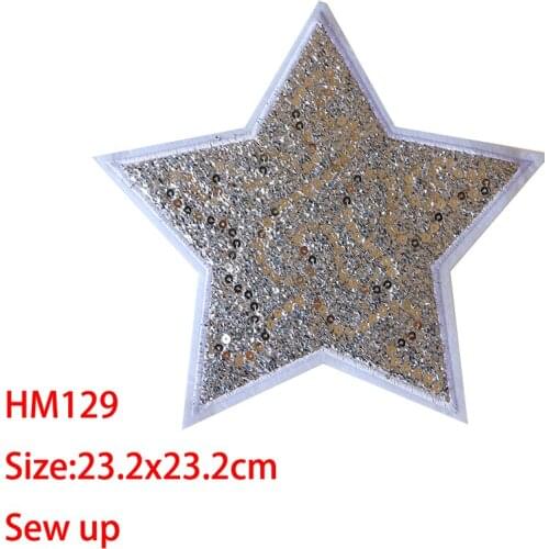 Cartoon Decorative Patch Silver stars sequins icon Embroidered Applique Patches For DIY Iron on Badges Stickers on the clothes