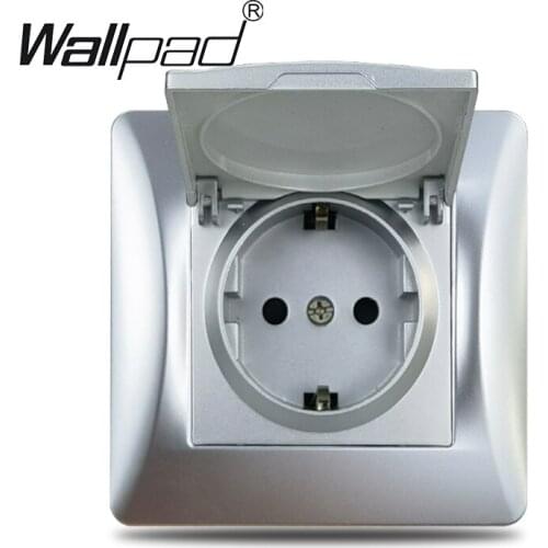 Silver Cap EU Power Socket Plastic Panel Wallpad Silver 16A Russia Spain NL DE Electrical Socket Charger 220V with Dust Cap