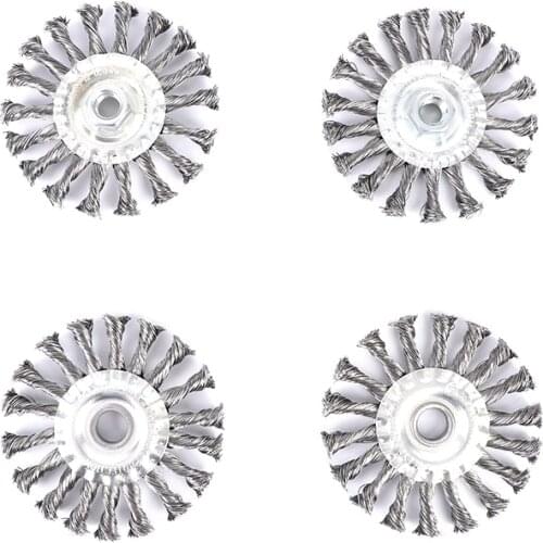 HLZS-Rust/Paint Wire Wheel Remover - 4 1/2 Inch Heavy Duty and Durable Knotted Wire Wheel - Remove Paint, Rust Corrosion,4Pcs