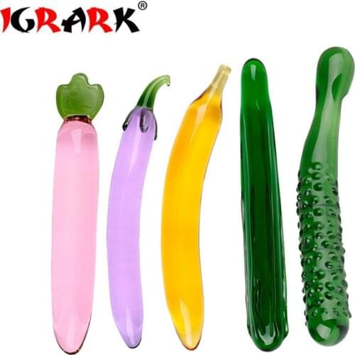 IGRARK Glass Dildo, Crystal Penis Anal Butt Plug Vaginal G-Spot Clitoral Masturbation Massager Sex Toys for Women