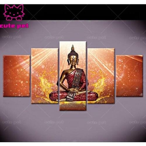 5 Pieces Buddha And Abstract Painting Rhinestone stitch cross diamond embroidery diamond painting mosaic diamond full drill diy