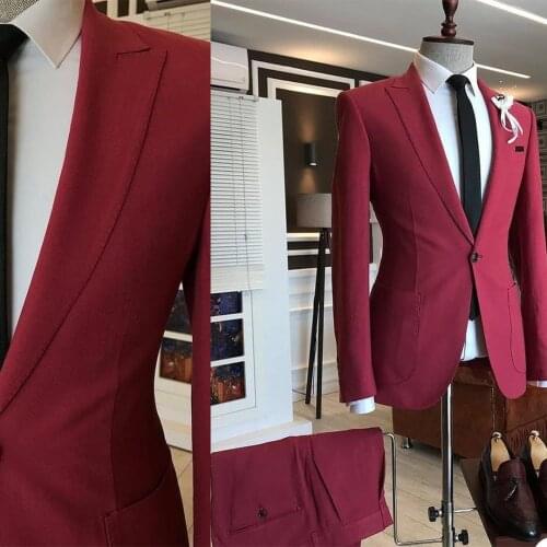 Classic Wedding Suit Gentleman Style Custom Made Peaked Lapel One Button Men Blazer Groomsmen Party Marriage Jacket 2 Pieces Set