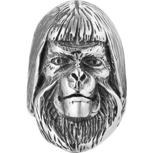 New us 7- 12 size Primitive Ring 316L Stainless Steel Women Mens Silver Original Ancient Man Ring