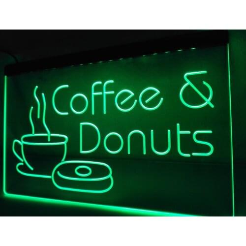 LB310- OPEN Coffee & Donuts Cafe Bar NR LED Neon Light Sign home decor crafts
