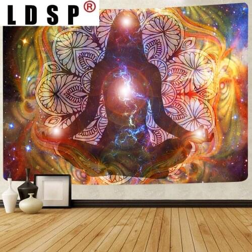 LDSP Meditation Water City Tapestry Mandala Bohemian Yoga Chakra Art Wall Hanging Tapestries Banner for Living Room Home Decor