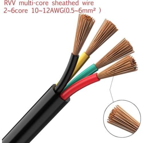 1/2/5/10m RVV Copper Cable 10~20AWG Multi-Core Multi-Strand PVC Sheathed Wire 0.5~6mm2 Construction Engineering Home Electricity