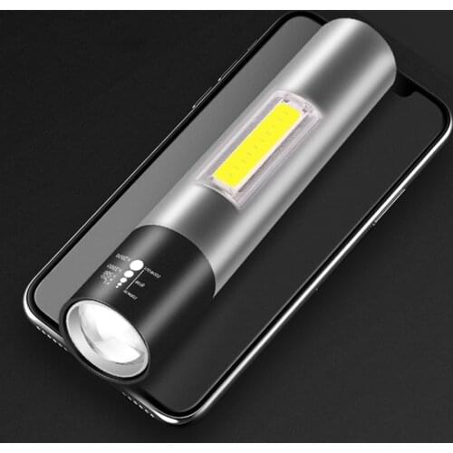 Mini Led Flashlight Zoomable Waterproof Zoomable Camping Built in Rechargeable Battery Aluminum Torch XP-G Q5 Torch 10W Lantern