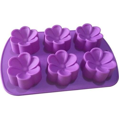 Fashion 6-Cavity Flower Cake Jelly Mousse Chocolate Baking Soap Mould Tray Ice CubeMold