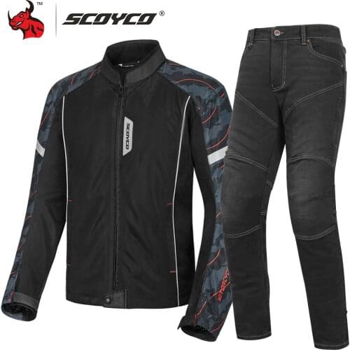 SCOYCO NEW Motorcycle Jacket Summer Breathable Motorcycle Riding Suits Reflective Motocross Jacket Clothing With CE Protection
