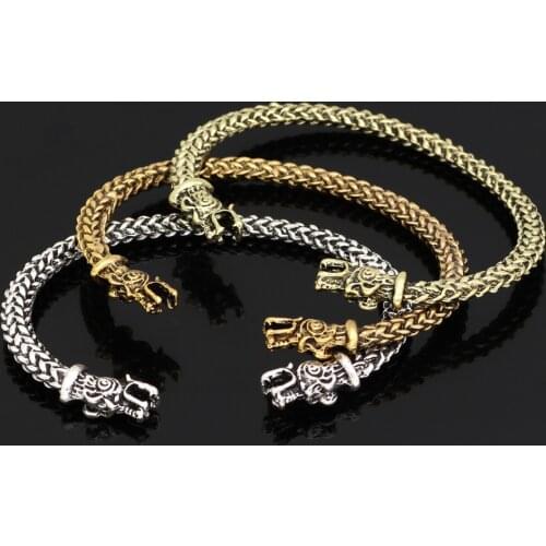 Men nordic viking odin wolf king chain amulet bracelet adjustsize