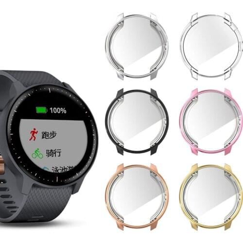 TPU Soft Full Screen Glass Protector Case Shell Edge Frame For Garmin Vivoactive 3 (Vivoactive3) Music Protective Bumper Cover