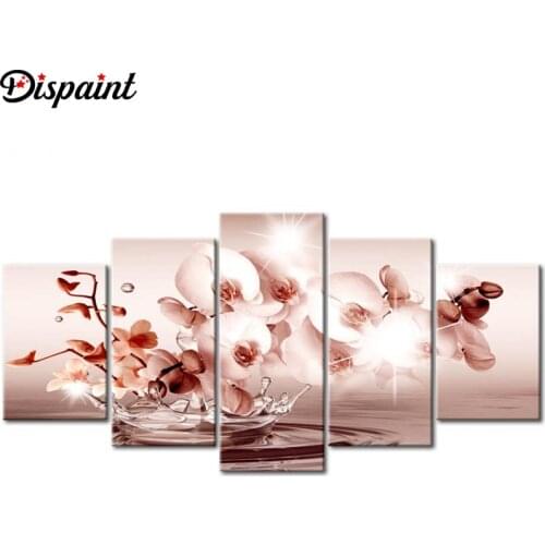 Dispaint 5pcs Full Square/Round Drill 5D DIY Diamond Painting "Flower orchid" Multi-picture Combination Embroidery 5D Decor
