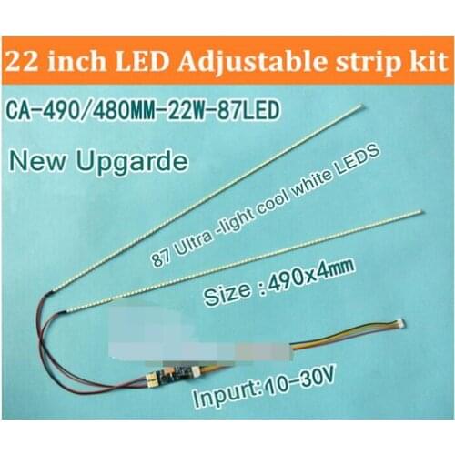 New 1pcs 22" 482mm 1pcs 490mm 22" Adjustable brightness led backlight strip kit,Update inch LCD ccfl panel to LED backlight