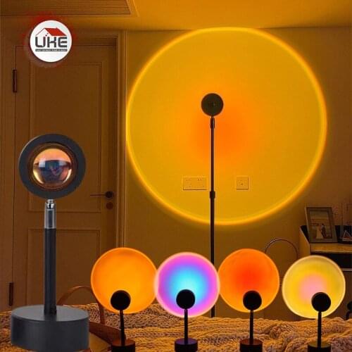 Sunset Projection Night Lights Live Broadcast Background Galaxy Projector Atmosphere Rainbow Lamp Decoration For Bedroom UKE