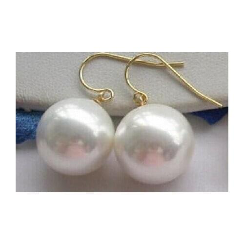 18mm white baroque freshwater pearl earring-925 s>Lovely Fine Nobility Ladys Womens EarringsLuxury Ms. girl Wedding