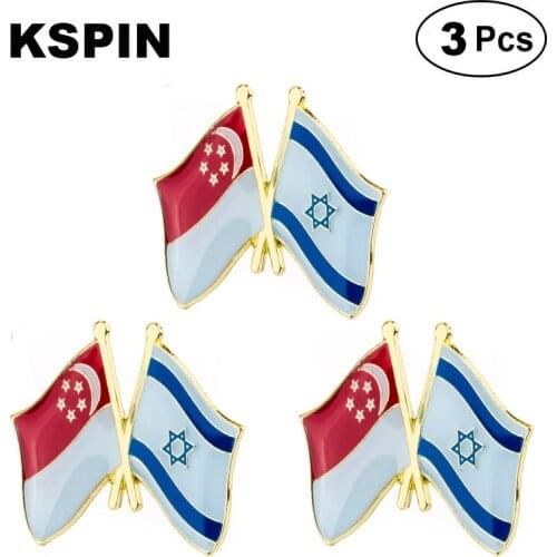 Singapore & Israel Lapel Pin Brooches Pins Flag badge Brooch Badges