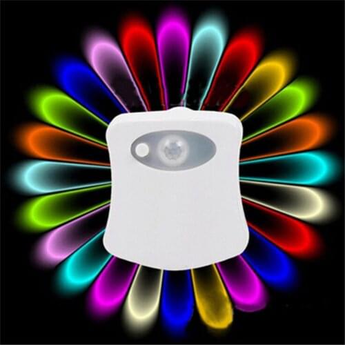 16 colors Motion Sensor LED Toilet Light Motion Activated Night Lights Bathroom Bathroom Bowl LED Lamp
