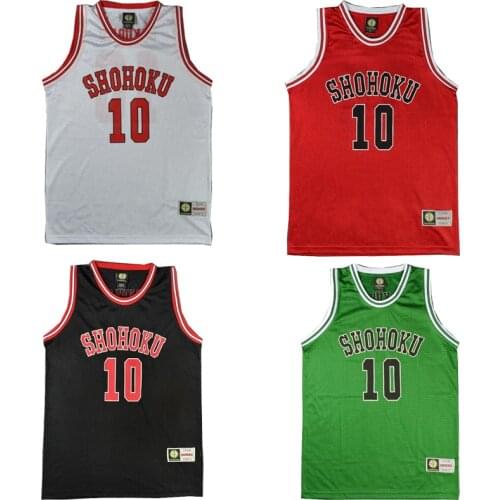 BG basketball jerseys SHOHOKU 10 SAKURAGI jersey Outdoor sportswear training Gym clothes Hip-hop culture movie WHITE red black