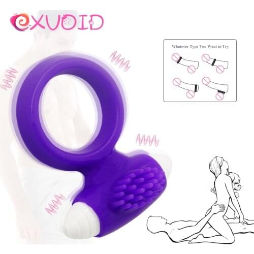 EXVOID Delay Ejacualtion Sex Shop Penis Vibrator Ring Clitoris Stimulate Cock Vibrating Ring Vibrators Sex Toys for Men