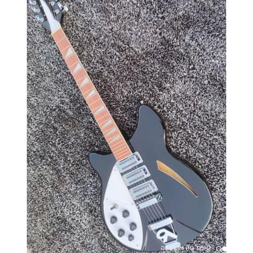 High quality 6 string ricken left hand 360 electric guitar, black lacquer body, shell inlay, free transportation, customizable