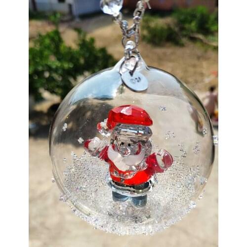 HIGH-END CRYSTAL SANTA CLAUS FIGURINES MINIATURES ORNAMENT GLASS SNOWMAN CRAFT XMAS DECOR CAR HANGING DECOR HOME DECOR KIDS GIFT