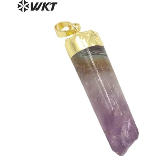 WT-P295 !! natural crystal pendants in round cube shape, stone pendants with deep purple