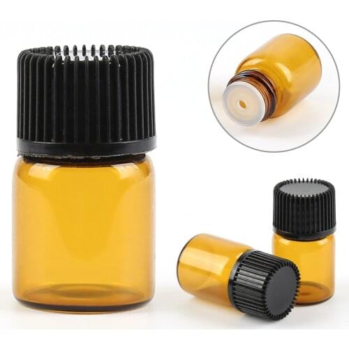 1ml 2ml 3ml Mini Small Empty Amber Glass Bottles Vials Sample Test Massager Essential Oil Makeup Cosmetic Containers 100pcs