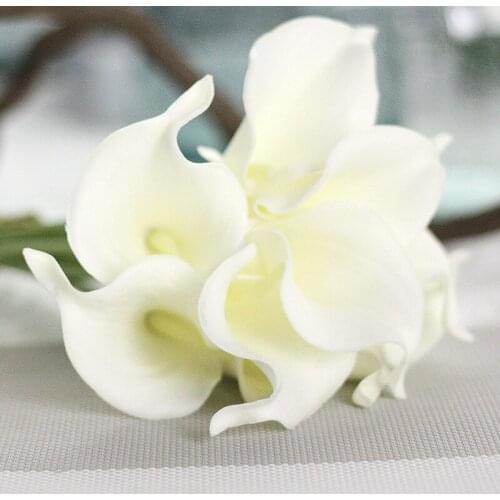10 Head White Blue Calla Lily Artificial Bridal Wedding Bouquet Head Latex Real Touch Artificial Flower Wedding Decoration