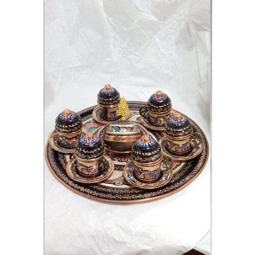 100 copper Coffee Cup Pad 6'lı, 100 Handmade Coffee Cup Set, Coffee, decorative Gift Cup