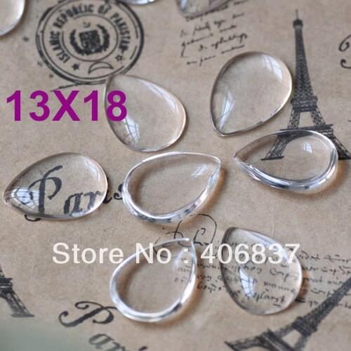 100pcs/Lot, Good Quality 13X18mm Dome Teardrop Clear Magnifying Glass Cabochon