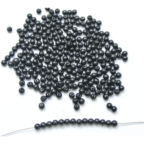 1000 Pcs 4mm Plastic Faux Pearl Round Beads Black Imitation Pearl