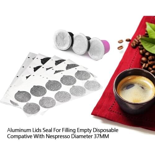2000PCS Adhesive Aluminum Lids Seal For Filling Empty Disposable Refillable Reusable Nespresso Pod Capsule Nespresso Coffee Film