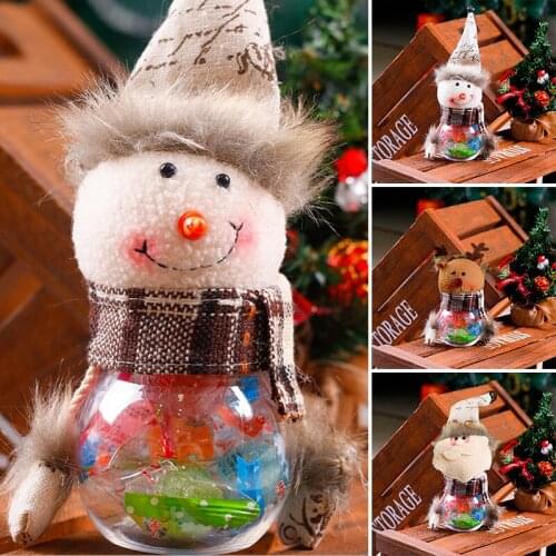 2018 New Christmas Snowman Santa Candy Filler Storage Bottle Xmas Party Decor Box Gift