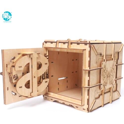 3D Puzzles Wooden Password Treasure Box Mechanical Transmission Puzzle Ukraine UGEARS Model Valentines Day Creative Gifts Grow