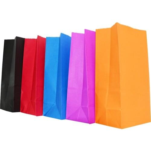 5pcs Paper Bags Stand Up Dot Pure bags Candy Child Party Birthday Food Paper Kraft Seal Gift Packing Treat Bag Supplies 9*6*18cm