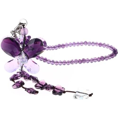 9" Purple Crystal Butterfly Suncatcher Crystal Hanging Car Decoration Pretty Wedding Decoration