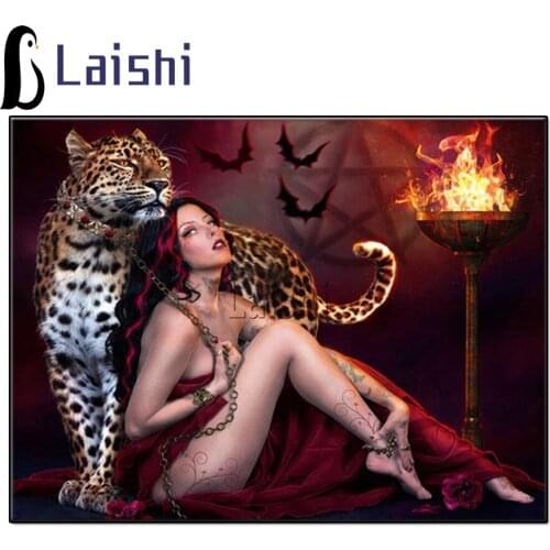 Diy 5d Diamond Painting Sexy Woman & leopard Diamond Mosaic Home Decoration Embroidery Pattern Embroidery Handmade New Year Gift