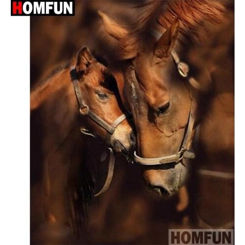 HOMFUN Full Square/Round Drill 5D DIY Diamond Painting "Animal horse" Embroidery Cross Stitch 5D Home Decor Gift A16632