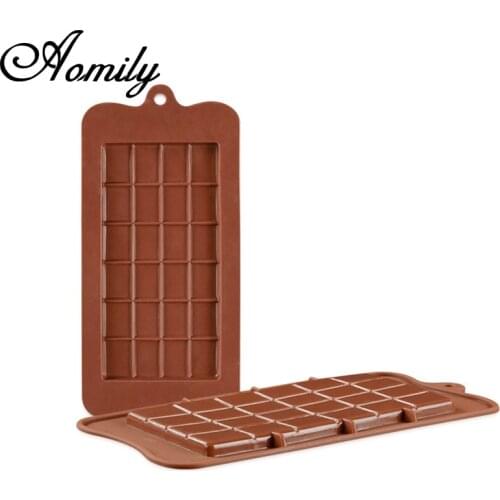 Aomily 24 Holes Classical Square Shaped Silicone Chocolate Candy Fondant Kitchen Mould Silicone Chocolate Cookies Cake DIY Mold