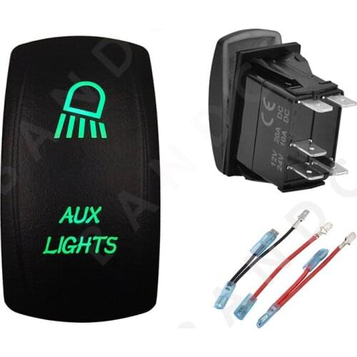 AUX LIGHTS 5P Switch Car Dashboard Button Connector Illuminated Green LED Rocker Switch for the ARB/Carling/NARVA 4x4 Style