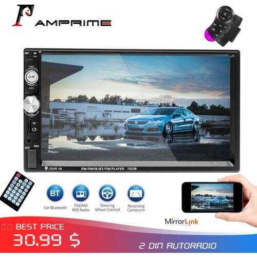 AMPrime 2din Car Radio Player 7'' Autoradio MP5 Touch Screen Bluetooth Car Multimedia Player AUX/USB/SD Car Backup Monitor Audio