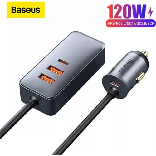 Baseus 120W Car Charger USB Charger QC 3.0 PD 3.0 Fast Charger For Samsung IPhone Huawei Portable USB Mobile Phone Charger