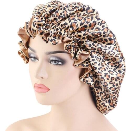 Large satin Double-sided bonnet sleep cap Silky Night Cap for women