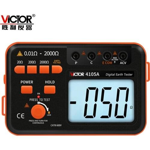 VICTOR VC4105A Digital Ground Resistance Meter Earth Insulation Megger Tester 2000Ω 750V Measure LED Backlight Voltmeter