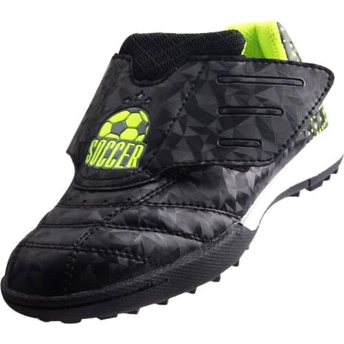 TIEBAO Children FG Football Boots Soft Breathable Soccer Cleats Non-lace Hook And Loop Artificial Grass Outdoor Sports Sneakers