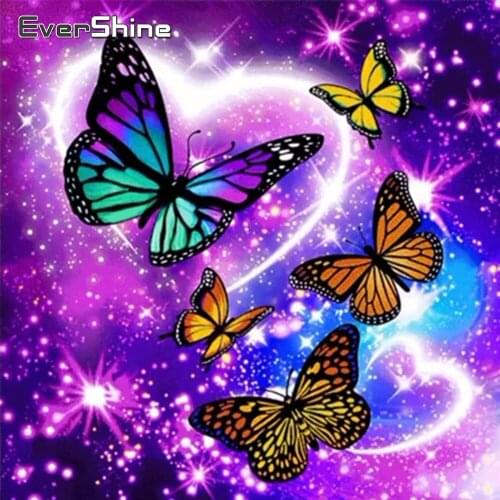 EverShine Diamond Painting Full Square Butterfly Cross Stitch Diamond Mosaic Cartoon Picture Rhinestones Handmade Home Decor